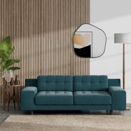 Habitat Hendricks Fabric 3 Seater Sofa - Teal - Black Leg - thumbnail 2