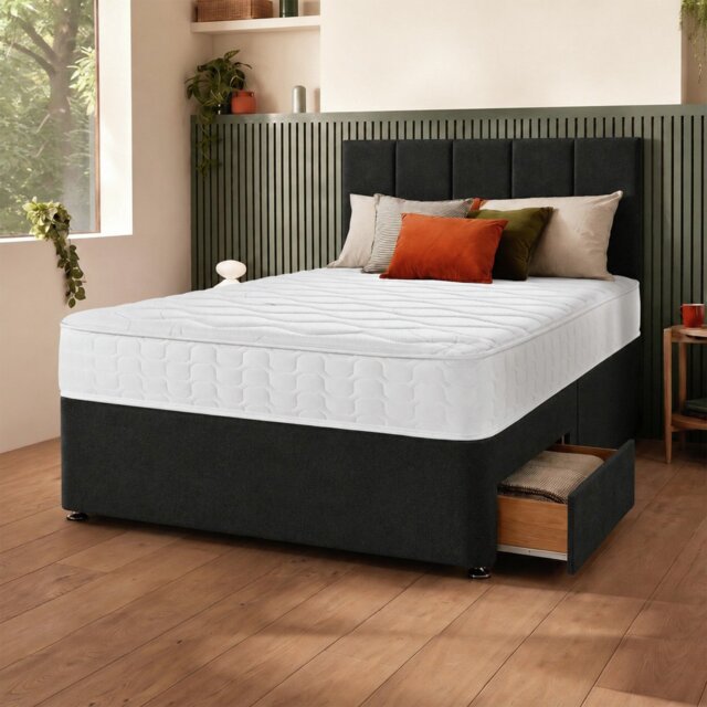 Silentnight Marlow 1000 Mirapocket Small Double 2 Drawer Divan Bed - Charcoal - image 1