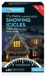 Premier Decorations Warm White LED Christmas Icicles Lights - thumbnail 2
