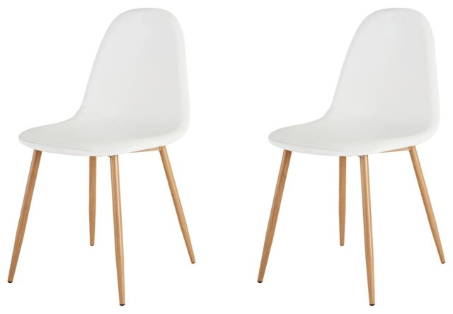 Habitat Beni Pair of Leather Effect Dining Chairs - White - image 1