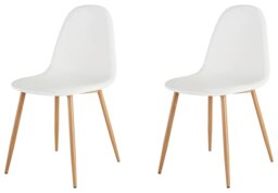 Habitat Beni Pair of Leather Effect Dining Chairs - White - thumbnail 1