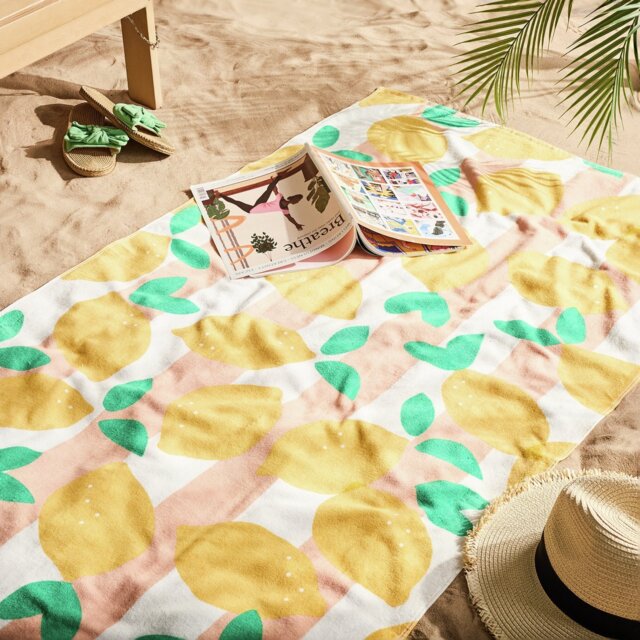 Habitat Yellow Stripe XL Beach Towel - image 1
