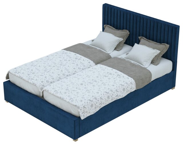 Aspire Kingsize Velvet Adjustable Bed with Mattress - Navy - image 1
