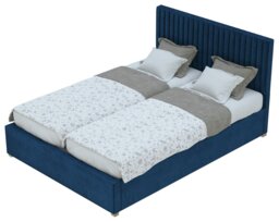 Aspire Kingsize Velvet Adjustable Bed with Mattress - Navy - thumbnail 1