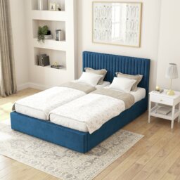 Aspire Kingsize Velvet Adjustable Bed with Mattress - Navy - thumbnail 2
