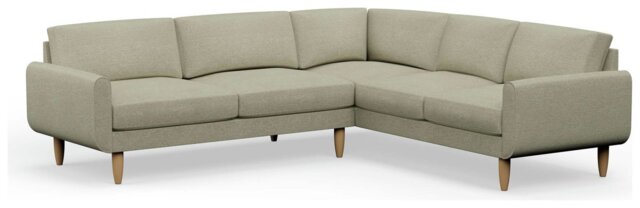 Hutch Fabric Round Arm 6 Seater Corner Sofa - Oat - image 1