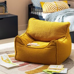 Kaikoo Kids Single Chair Boucle Bean Bag - Mustard - thumbnail 1