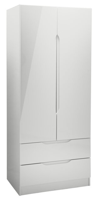 Legato 2 Door 2 Drawers Wardrobe - Grey Gloss - image 1