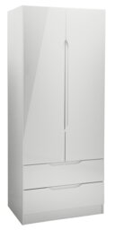 Legato 2 Door 2 Drawers Wardrobe - Grey Gloss - thumbnail 1