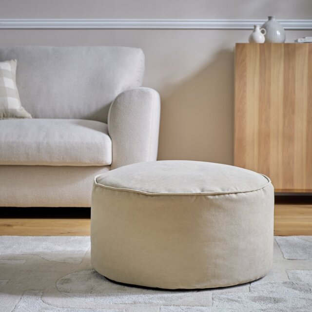 Argos Home Luca Fabric Pouffe - Natural - image 1