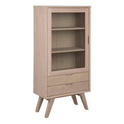 Furniture To Go A-Line 1 Glass Door 2 Drawer Display Cabinet - Natural - thumbnail 2
