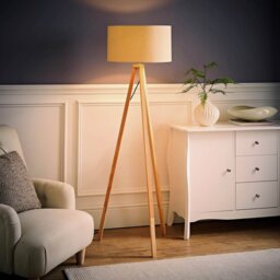ValueLights Barbro Wooden Tripod Floor Lamp - Natural - thumbnail 2