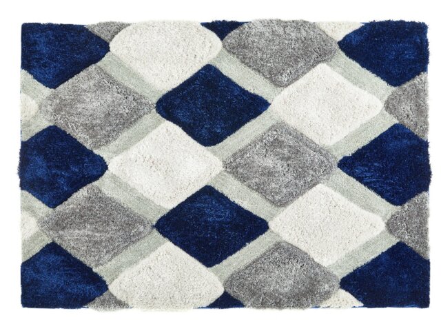 Origins 3D Geometric Navy Shaggy Rug - 120x170cm - image 1