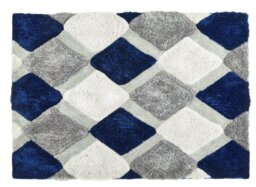 Origins 3D Geometric Navy Shaggy Rug - 120x170cm