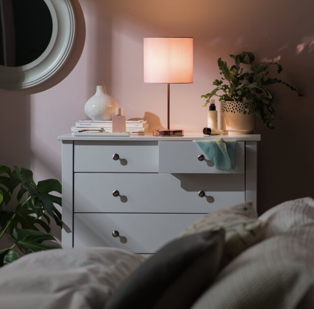 Argos Home Satin Stick Table Lamp - Rose Gold & Blush Pink - image 1