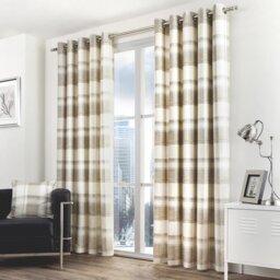 Fusion Balmoral Check Eyelet Curtains - Natural - 229x229cm - thumbnail 1