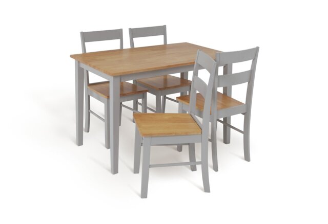 Argos Home Chicago Oak Grey Dining Table & 4 Oak Grey Chairs