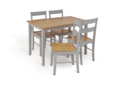 Argos Home Chicago Oak Grey Dining Table & 4 Oak Grey Chairs - thumbnail 1