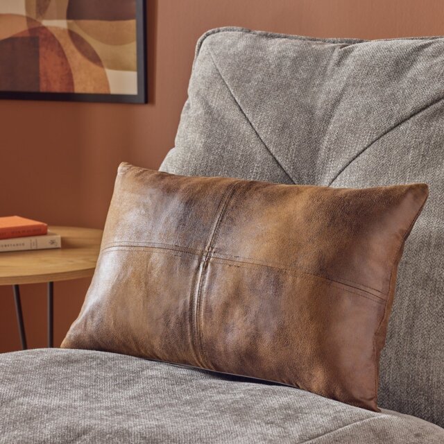 Argos Home Faux Leather Cushion Tan - 50x30cm - image 1
