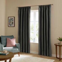 Furn Ultimate Velvet Blackout Pencil Pleat Curtains - Charcoal - 229x137cm - thumbnail 2