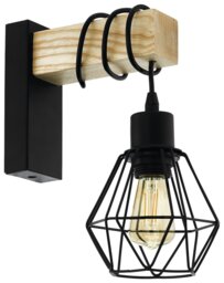 EGLO Townshend 5 Wooden Wall Light - Black - thumbnail 1