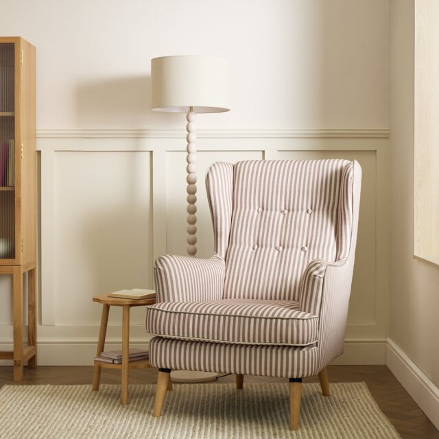 Habitat Callie Fabric Wingback Chair - Natural Stripe - image 1