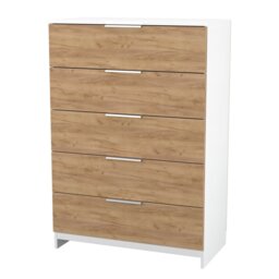 Livara Ready Assembled Orillia 5 Drawer Chest - White & Oak - thumbnail 2