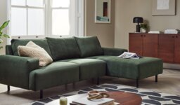 Habitat Julien Fabric Right Hand Corner Chaise Sofa - Green - thumbnail 2