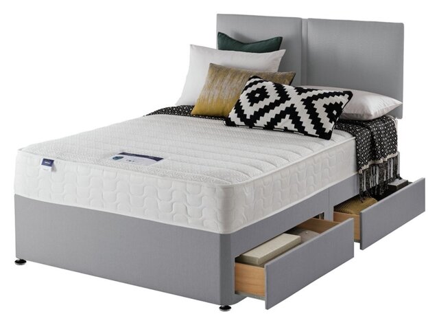 Silentnight Hatfield Small Double 4 Drawer Divan Bed - Grey - image 1