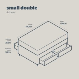 Silentnight Hatfield Small Double 4 Drawer Divan Bed - Grey - thumbnail 2
