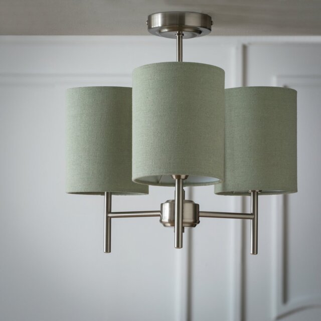 Argos Home Candelabra Steel 3 Light Ceiling Light - Sage - image 1