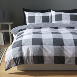 Argos Home Large Gingham Charcoal Bedding Set - King size - thumbnail 1