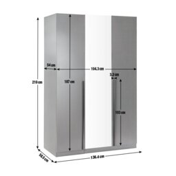 Habitat Munich 3 Door Mirror Wardrobe - Anthracite - thumbnail 2