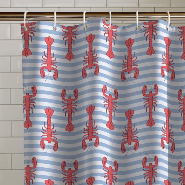 Catherine Lansfield Lobster Shower Curtain - Red - image 1