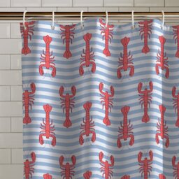 Catherine Lansfield Lobster Shower Curtain - Red