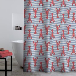 Catherine Lansfield Lobster Shower Curtain - Red - thumbnail 2