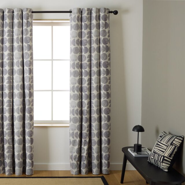 Habitat Geometric Blackout Eyelet Curtains - Grey -117x137cm - image 1