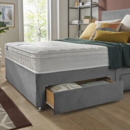 Silentnight Travis Kingsize Memory 4 Drawer Divan Bed & Headboard - Grey - thumbnail 2