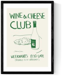 East End Prints Wine Cheese Black Frame Art Print - A3 - thumbnail 2