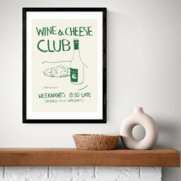 East End Prints Wine Cheese Black Frame Art Print - A3 - thumbnail 1