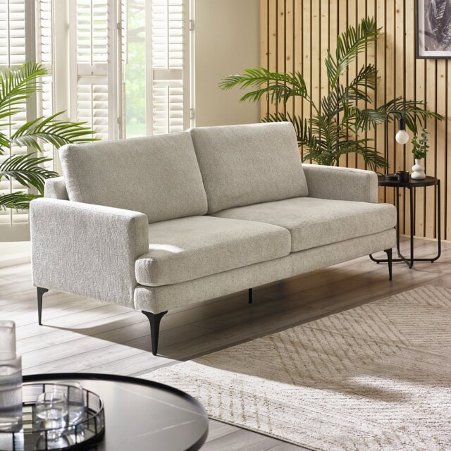 Julian Bowen Carrera Fabric 3 Seater Sofa Metal Feet - Cream - image 1