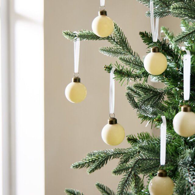 Argos Home Pack of 6 Glass Mini Christmas Bauble - Ivory - image 1