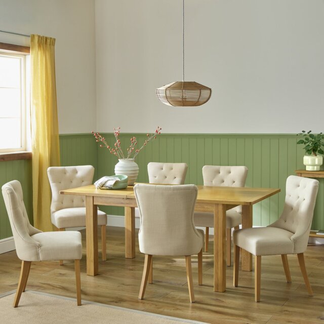 Argos Home Ashwell Extend Oak Dining Table & 6 Cream Chairs - image 1