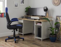 Argos Home Modular 1 Drawer Gaming Desk - Oak Effect & Grey - thumbnail 2
