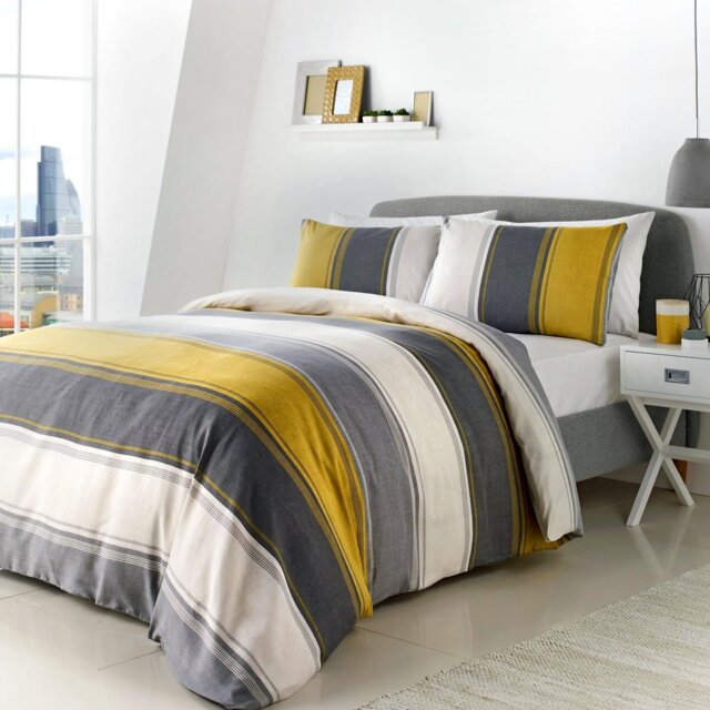 Fusion Betley Stripe Mustard Bedding Set - Double - image 1