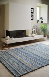 Origins Fine Stripe Blue Wool Short Pile Rug - 160x230cm - thumbnail 2