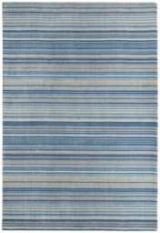 Origins Fine Stripe Blue Wool Short Pile Rug - 160x230cm - thumbnail 1