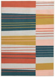 Argos Home Abstract Stripe Coral Cut Pile Rug - 120x170cm - thumbnail 1