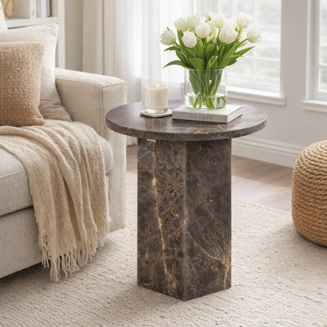 Furniture To Go Naxos Round Side Table - Dark Brown - image 1