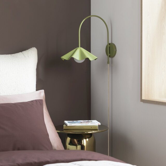 Habitat Yuno Pleat Metal Arch Wall Light - Olive - image 1